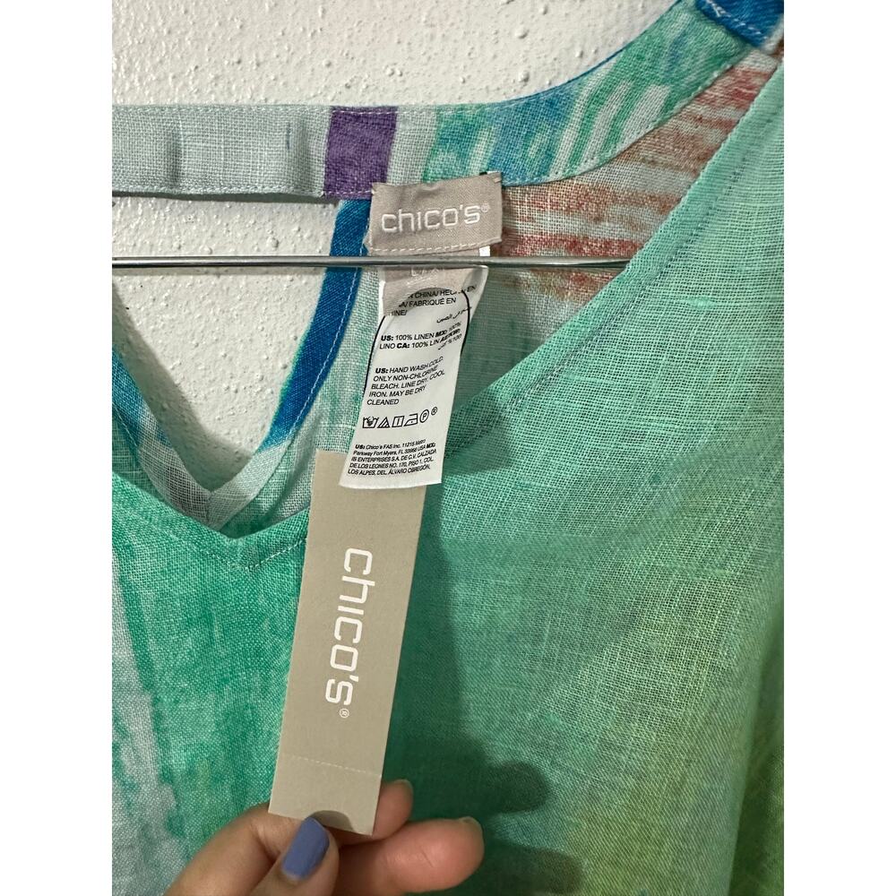 CHICOS watercolor linen tunic L-XL NWT - Picture 3 of 5